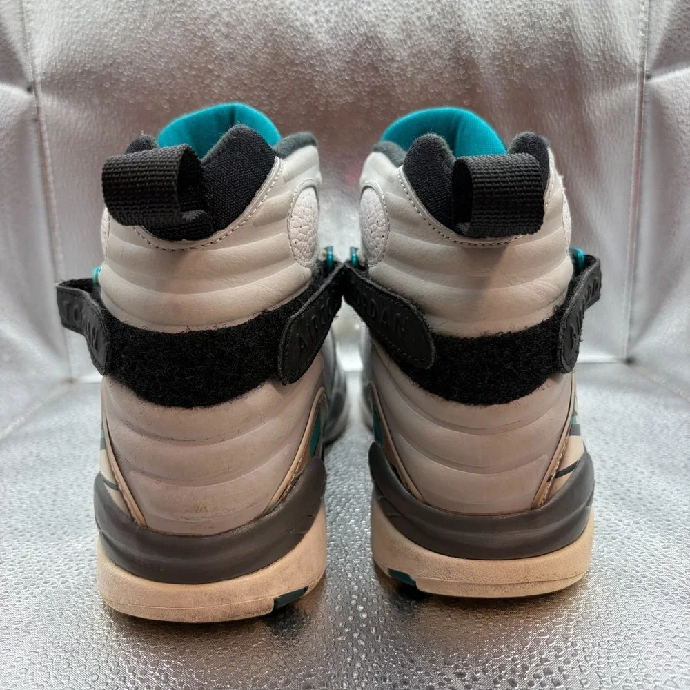 Size 7Y Air Jordan 8 Retro South Beach White Turbo Green Kids Shoes 305368-113 - Picture 8 of 10